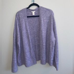 H & M Basics heathered light purple open cardigan size large